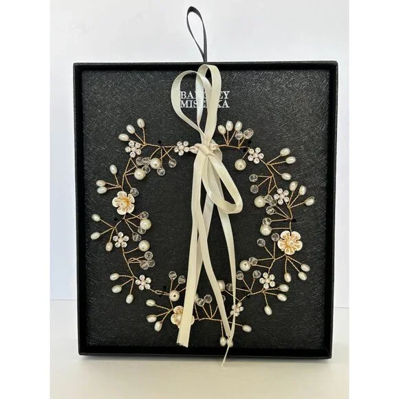 Badgley Mischka Floral Wreath Hair Accessory Flower Girl Wedding First Communion - Picture 5 of 8